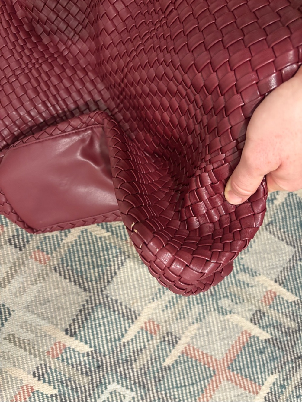 Anthropologie Woven Leather Hobo Bag in Deep Burgundy - Picture 9 of 10